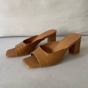 Brown Croc Embossed Heels
